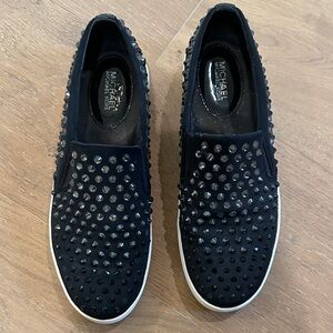 Michael Kors Black Studded Slip-On Shoes